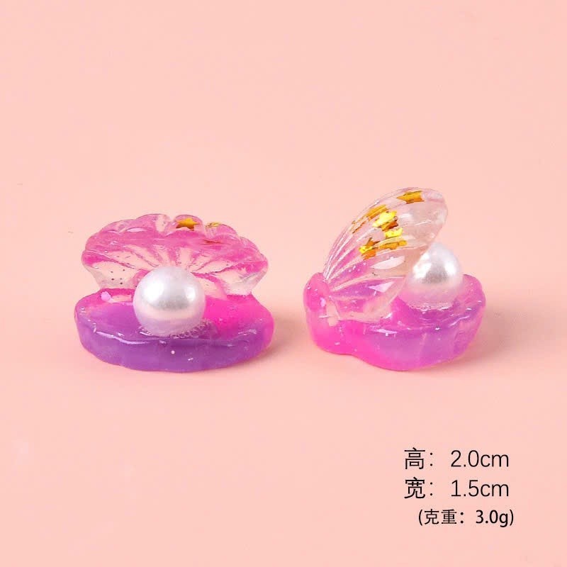 Set Charm Vỏ Sò Ngọc Trai Pastel Trong Suốt Lấp Lánh Phong Cách Đại Dương Mermaid Trang Trí Dép Cute Xinh