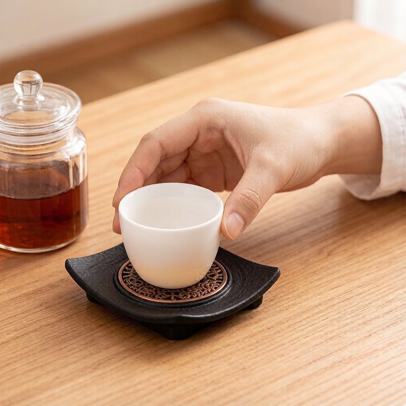 Lót ly trà cổ điển trung quốc chống nóng cách nhiệt chất liệu bền giữ gọn cho nhà văn phòng quán trà