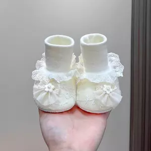 VN Thích hợp cho tất giày vải mềm thoáng khí cho bé 6 đến 12 tháng tuổi, dây giày ren phong cách công chúa