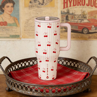 HydroJug 32oz Stainless Steel Blue Sweet Cherry Print Leakproof Travel Cup