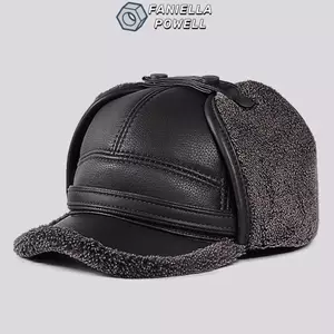 Mũ cao tuổi FANIELLAPOWELL cho nam, làm từ da PU, phù hợp chống gió và giữ ấm trong mùa thu đông