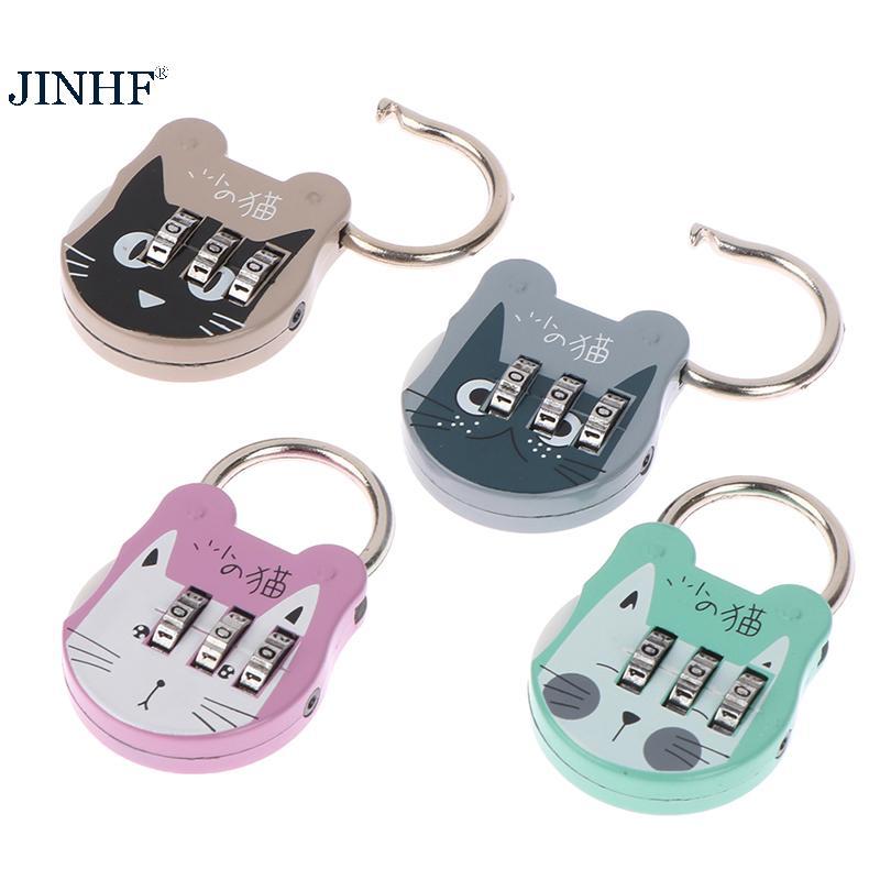 JINHF Mã Số Khóa Chống Trộm Độ Mạnh Cao Chính Xác Mèo Dễ Thương Mini Hành Lý Vali Số Mật Khẩu Khóa Cho Ký Túc Xá Ngăn Kéo Bàn Tủ Khóa Ba Lô Du Lịch HOT