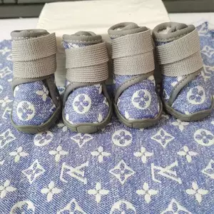 【Ready Stock】 Waterproof Anti-Drop Soft Bottom Dog Shoes Big Brother Corgi/French Bulldog Golden Retriever plus Velvet Pet Shoes Anti-Drop Set of Four fh7Q