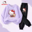 Hello Kitty Bé Gái Quần Áo Hai Mảnh Bộ Hoạt Hình Dễ Thương Trẻ Em Trang Phục Thường Ngày