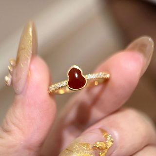 Nhẫn Bốn Lá Cỏ Ba Lá Màu Đỏ, Điều Chỉnh Size, Phù Hợp Lễ Hội Năm Mới
