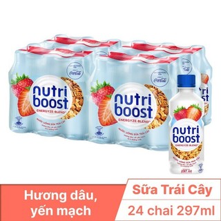Thùng 24 chai Sữa trái cây Nutriboost hương dâu 297ml