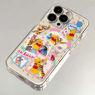 Ốp điện thoại Winnie the Pooh chắp vá cho iPhone 17Air / 16 / 15PLUS / 14 / 13pro Max / 12 / 11 / X / XS / 7 / 8, cá tính thú vị. Vỏ trong suốt, chống thấm nước, chống sốc, vỏ bảo vệ