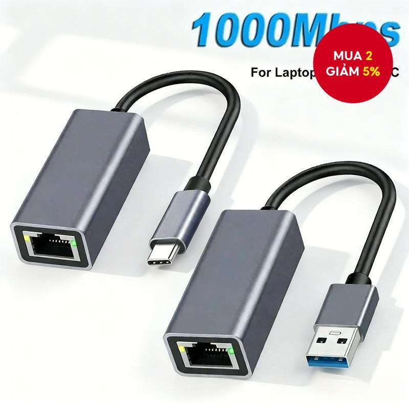 RJ45 Type-C 1000Mbps Ethernet Adapter Card Mạng Cho MacBook PC Windows ...