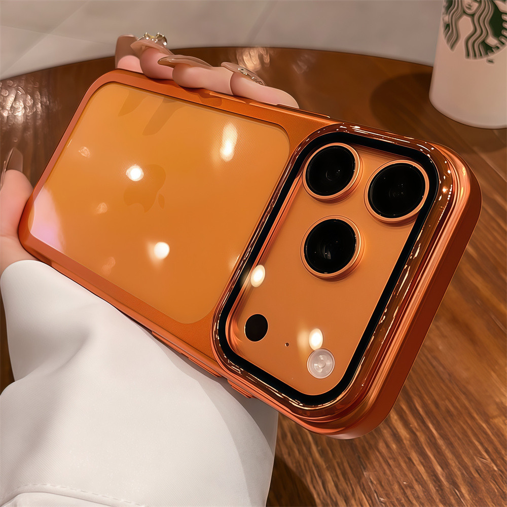 Ốp điện thoại khung trong suốt mạ điện cho iPhone 17 Pro Max Vỏ bảo vệ ống kính chống rơi vỏ cứng bảo vệ điện thoại