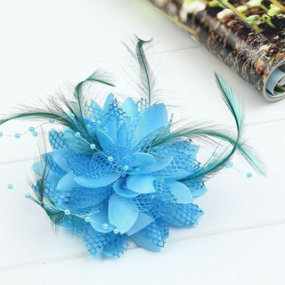 Phụ Nữ Tóc Lưới Hoa Lông Vũ Hạt Corsage Trâm Cài Cô Dâu Barrettes