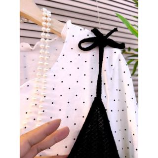 <![CDATA[[Khuyến mãi tạm thời] Bộ đồ hai mảnh dệt kim chấm bi phong cách Hàn Quốc, phù hợp mùa hè và người plus size]]>