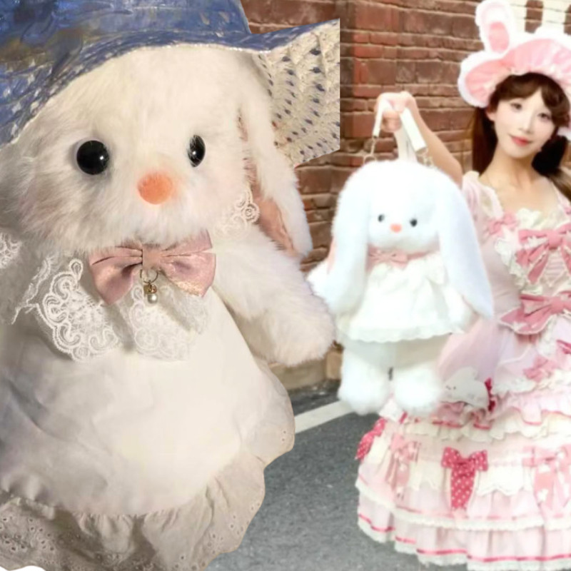 Balô hình thỏ bông mặc đầm xinh,chất lông mềm mịnThương Tặng Yếm Cổ, Làm Quà Tặng Bé Gái ,Bạn Gái