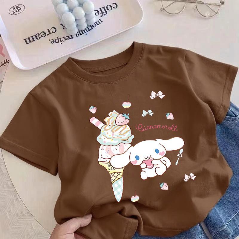 Áo Thun Gái, Ngọc Guigou In, Cổ Tròn, Dáng Rộng, Thời Trang, Mùa Hè