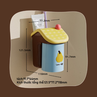 【BabyJoy】Bộ kệ từ tính đựng bàn chải và cốc súc miệng, treo tường không cần khoan, màu sắc Dopamine