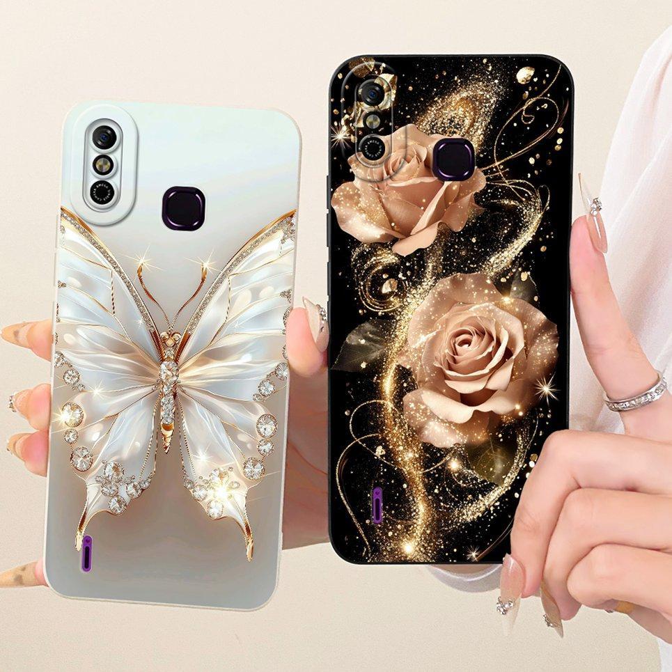 Dành Cho Infinix Smart 4 4c smart4 X653 X653C Ốp lưng Hoa Bướm Nữ Tính Ốp Lưng Silicon Mềm Mờ Vỏ