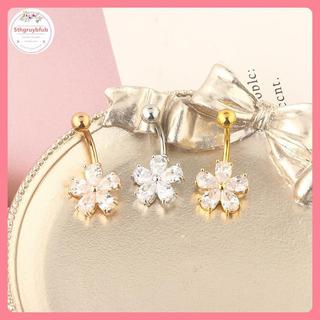 Nhẫn rốn thép không gỉ với đá zircon, thiết kế tinh tế và phong cách Gothic