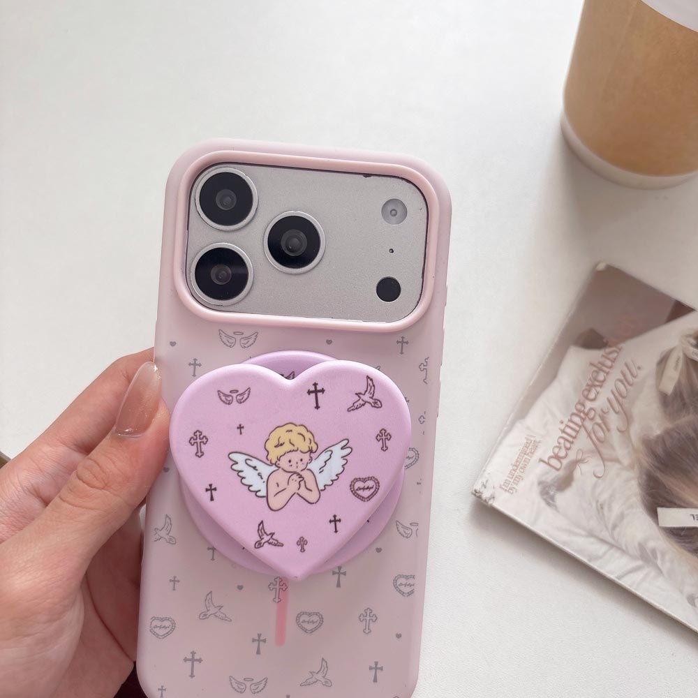Ốp lưng TPU Tương thích với iPhone 13 14 14Pro 14ProMax 15 15Pro 15ProMax 16 16Pro 16ProMax 17 17Pro 17ProMax Ốp nam châm họa tiết thiên thần nhỏ