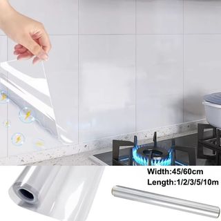 Nhãn dán chống nước HOMEHAVEN, Phim bảo vệ tường chịu nhiệt chống dầu, Trang trí nội thất Hấp phụ tĩnh điện trong suốt Miếng dán bám dính tĩnh điện Nhà bếp