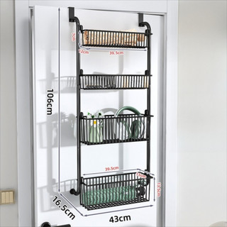 Kệ móc cửa sau AWNGD, Giá treo dễ dàng lắp đặt trên cửa, Giá đựng đồ chống gỉ 4 lớp Giỏ đựng đồ Tủ quần áo