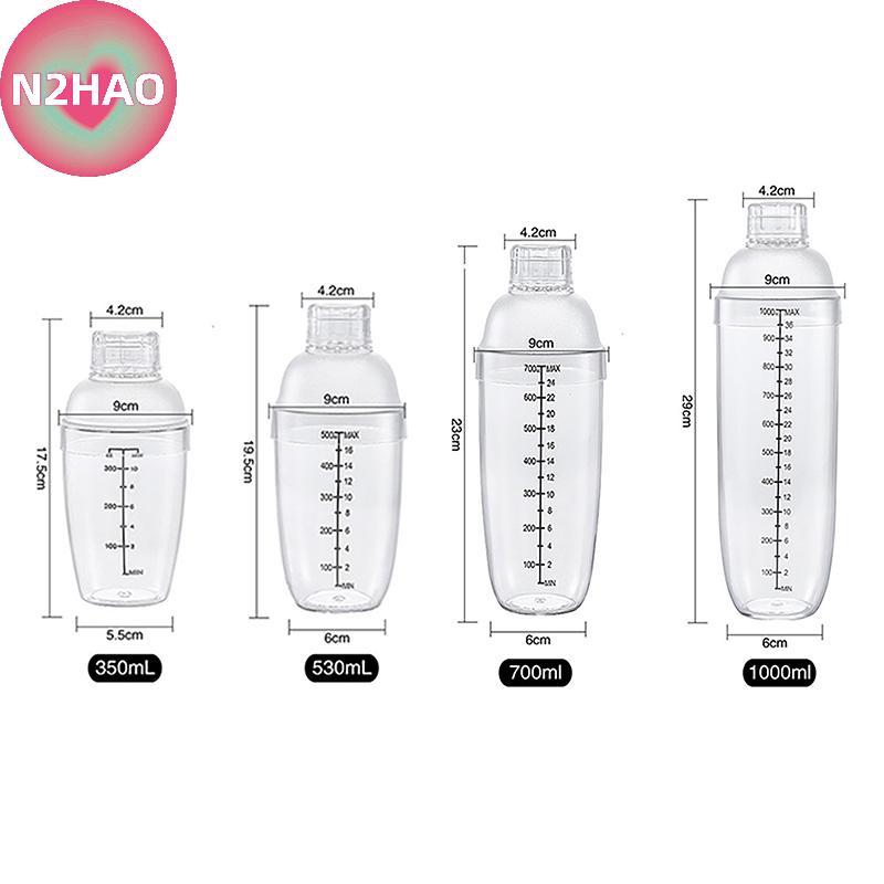 N2HAO Nhựa Cotail Shaker Cốc Lắc Tay Có Cân 350ml / 530ml / 700ml / 1000ml Trà Sữa Rượu Uống Bình Lắc Trộn Thanh Dụng Cụ n