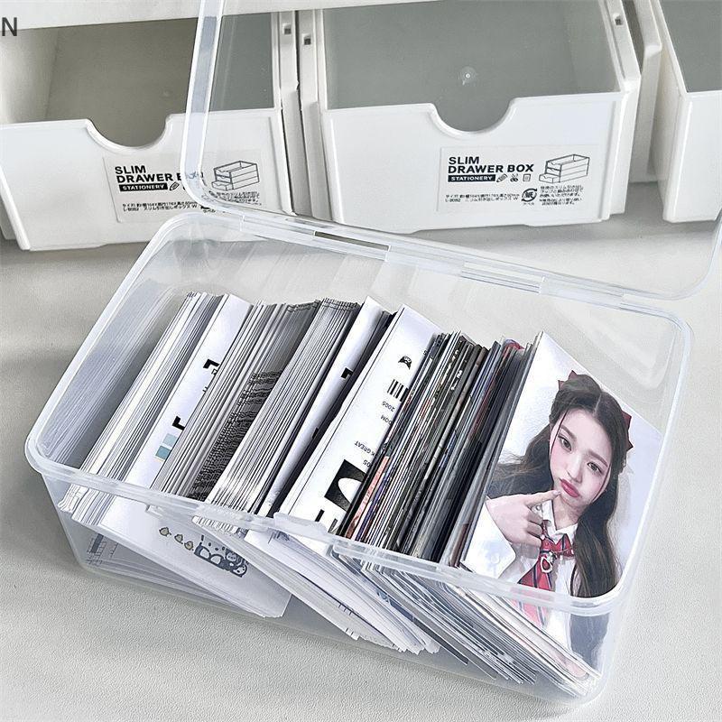 Hộp bảo quản thẻ ảnh/photocard trong suốt nắp lật kiểu Hàn Quốc, phân loại tổ chức
