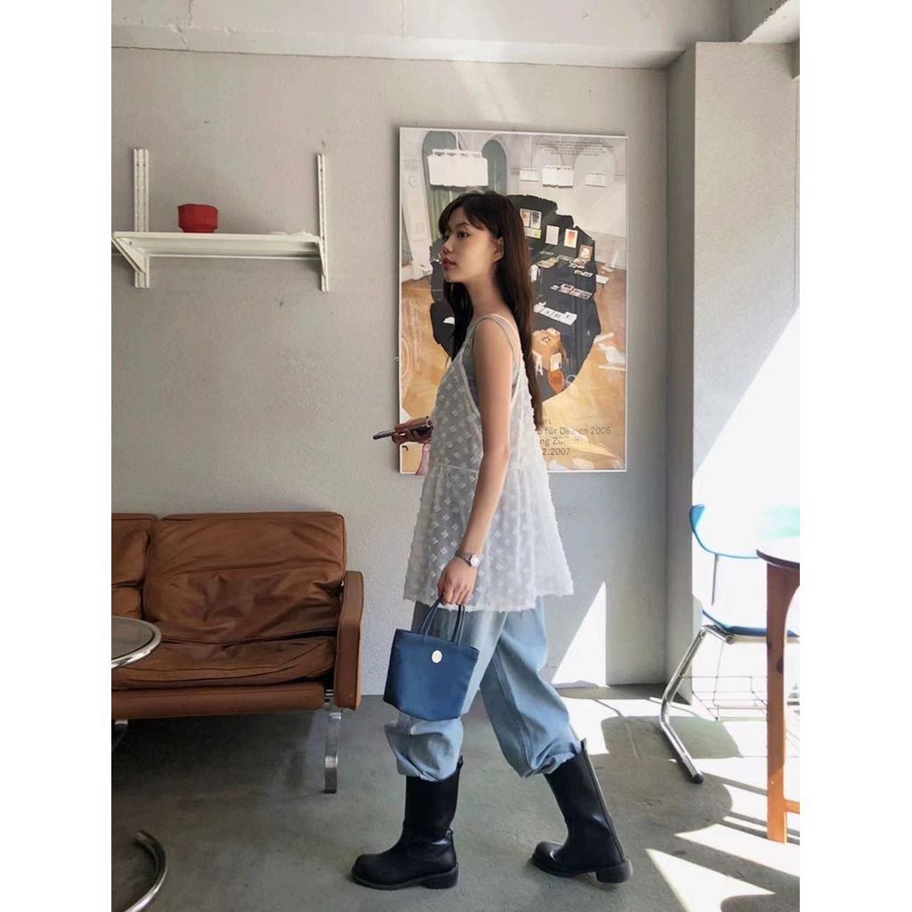 Milyfashion Ba Lê Phong Cách Thêu Ren Lớp Sling Phong Cách Mới Dây Đeo Thời Trang