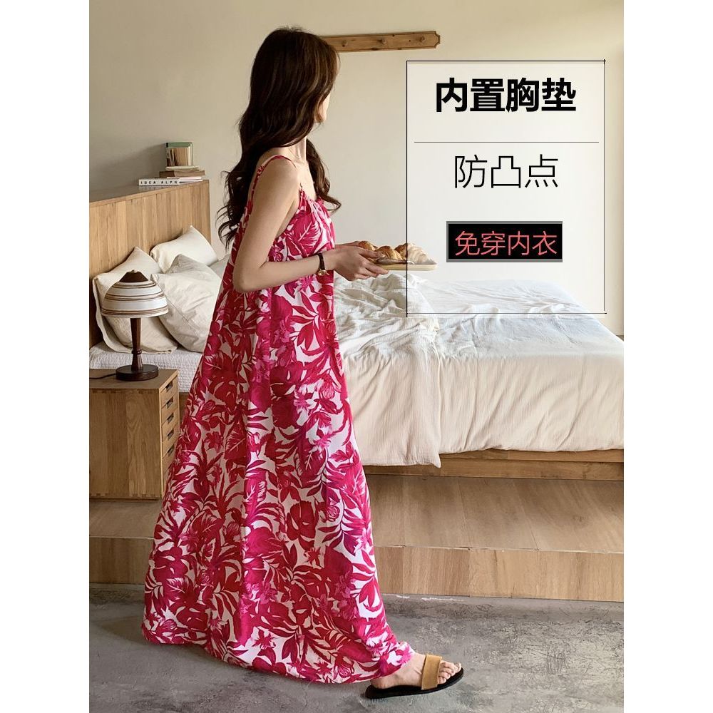 Váy ngủ nữ lụa cotton dài tới mắt cá chân - ưu đãi đặc biệt
