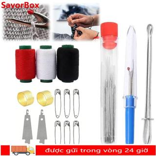 Bộ dụng cụ may SAVORBOX, Đa năng với dụng cụ sửa chữa tay chỉ kim trên cùng, Bộ kim và sợi may dễ dàng bền bỉ Đồ dùng may mặc DIY