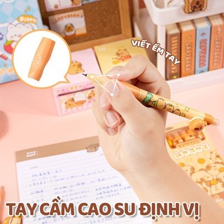 Bút mực xoá được kiểu dáng Capybara dễ thương, ngòi 0.5mm mực gel xóa được, viết không gãy nét cho học sinh cấp 1