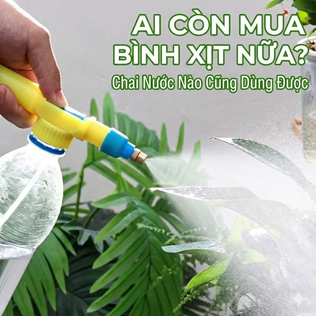 Đầu Bơm Xịt Tưới Cây Khí Nén Lắp Chai Nhựa TVC-29 Tháp Xanh Vòi Phun Sương Mini, Bơm Tay Tưới Cây Cảnh