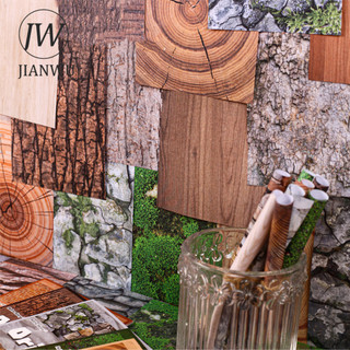 JIANWU Native Series Vintage Cây Họa Tiết Đá Phong Cảnh Cắt Dán Thêu Sò Chất Liệu Giấy Sáng Tạo Rác Tạp Chí Văn Phòng Phẩm