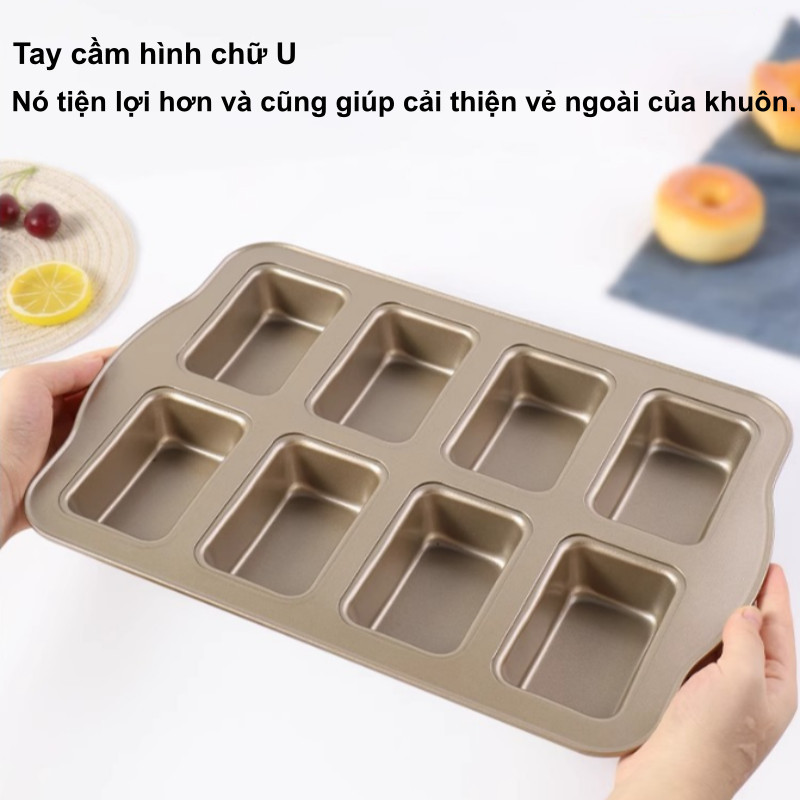 Khuôn Nướng 8 Ô Chống Dính Cao Cấp – Chất Liệu Thép Carbon An Toàn, Dễ Lau Chùi, Chịu Nhiệt Cao