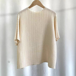 Miyake Áo Thun Nữ Cổ Tròn Màu Trơn, Thời Trang Mùa Hè, Khí Thoáng Cao Cấp