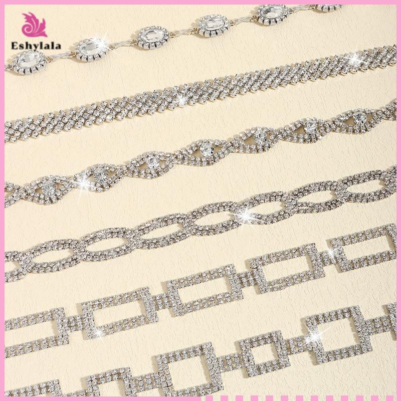 Thắt lưng kim cương bạc Eshylala - Đá pha lê lấp lánh, thiết kế thanh lịch, phù hợp điều chỉnh size