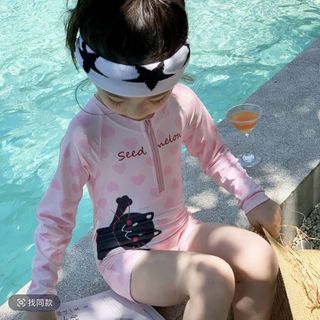 Đồ bơi bé gái liền thân - áo tắm tay dài chống nắng nhanh khô họa tiết dễ thương