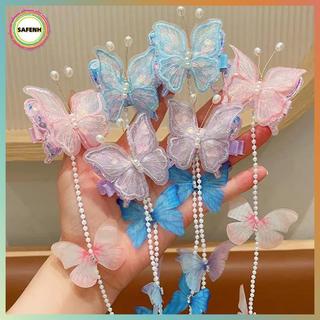 AN TOÀNNH 2 Chiếc Công Chúa Bé Gái Gạc Bướm Kẹp Tóc Ngọc Trai sel Bím Tóc Ngọt Ngào Trẻ Em Lễ Hội Trang Phục Phụ Kiện Tóc VN