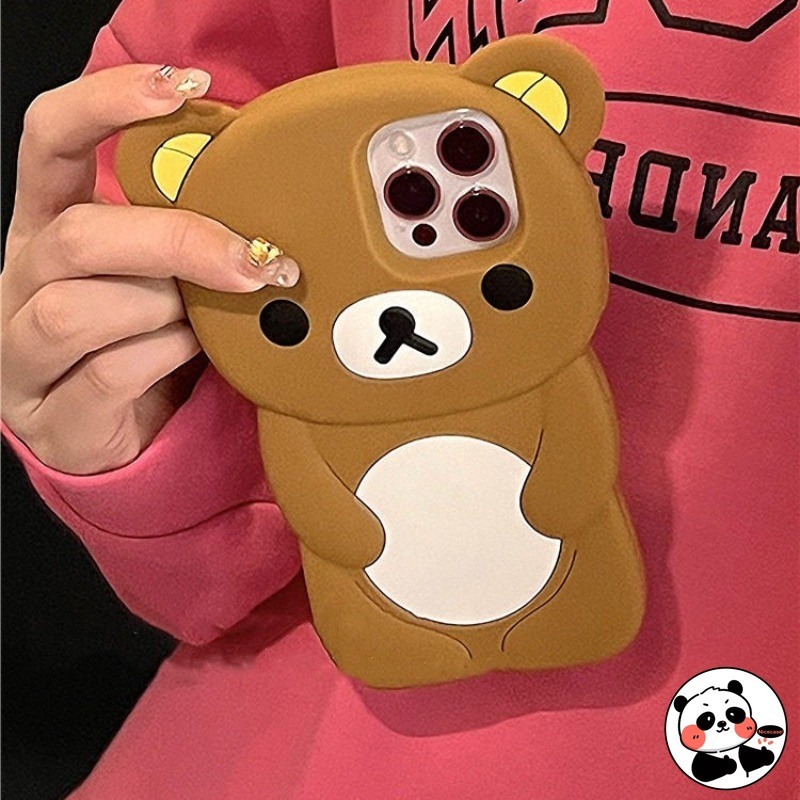 Ốp Điện Thoại 3D Rilakkuma Dễ Thương Cho Samsung Galaxy S25 S24 S23 Plus Ultra S25 + S24 + S23 + 5G 4G Vỏ Hoạt Hình Dễ Dàng Gấu Mềm Vỏ Silicon Chống Sốc