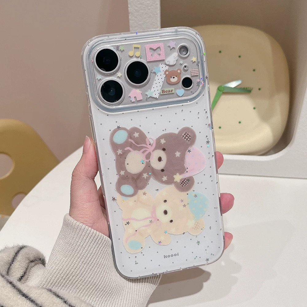 Ốp Điện Thoại Acrylic Dot Bear Cho iPhone 17 Pro Max 16 15 14 13 Vỏ Bảo Vệ Chống Sốc