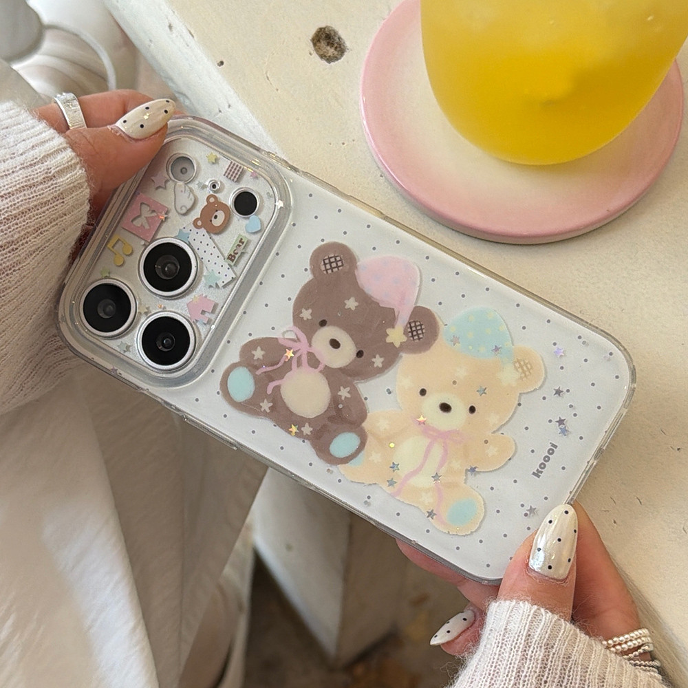 Ốp Điện Thoại Acrylic Dot Bear Cho iPhone 17 Pro Max 16 15 14 13 Vỏ Bảo Vệ Chống Sốc