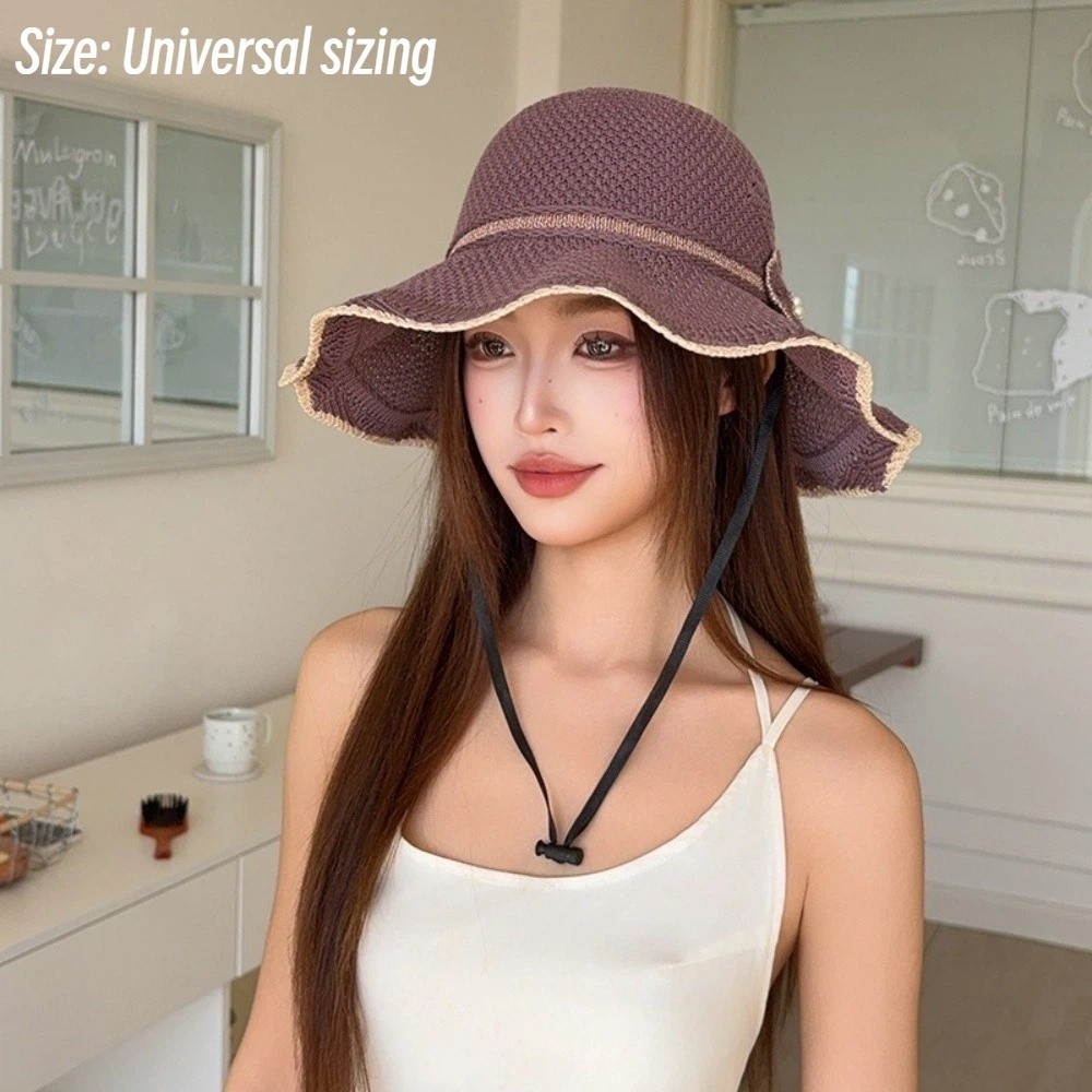 Mũ ngư dân MERIGGIARE, Mũ chống nắng thoáng khí, Mũ xô đa năng dệt tay vành lớn hợp thời trang dành cho nữ