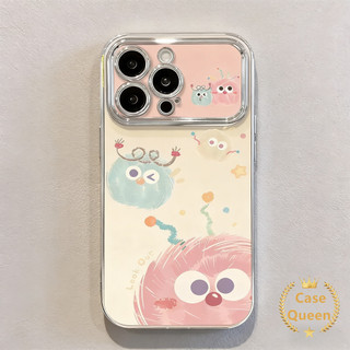 Kawaii Phim Hoạt Hình Nhiều Màu Sắc Monster Cover Tương Thích Cho IPhone XR 11 13 17 16 14 15 12 Pro Max Air 16 7 8 15 14 Plus X XS Max Vỏ Cửa Sổ Lớn Mạ Điện Sang Trọng