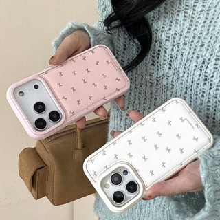 Ốp lưng iPhone 17 16 15 14 13 12 11 Pro Max X XR Max 7 8 Plus Dễ thương nhỏ Bowknot da vân trường hợp điện thoại