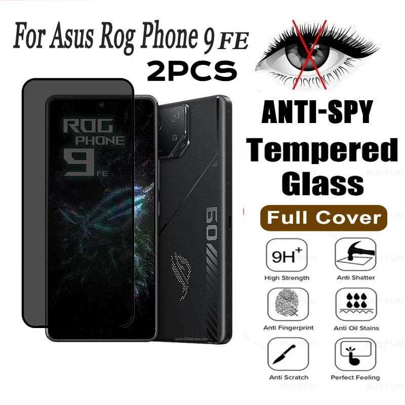 2 Chiếc Kính Cường Lực Trong Suốt Viền Đen Cho Asus ROG Phone 9 Pro/9 FE/9/8 Pro HD Bảo Vệ Màn Hình Chống Gián Điệp