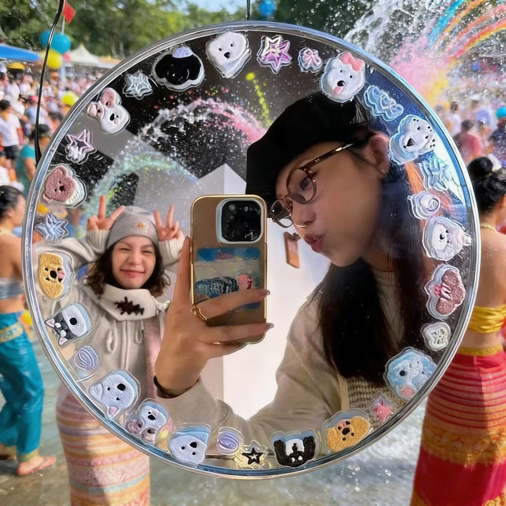 🚚【giao Hàng 24h】Lễ hội bắn nước Chụp ảnh Gương Selfie Gương kiểm tra ghi lại thời điểm tốt đẹp