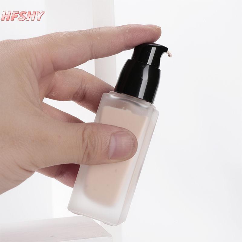 HFSHY 15 / 30ml Chai Bơm Rỗng Thủy Tinh Chất Lỏng Nền Hộp Đựng Trang Điểm Trong Suốt Vuông Có Thể Đổ Lại Chai Bơm Di Động VN