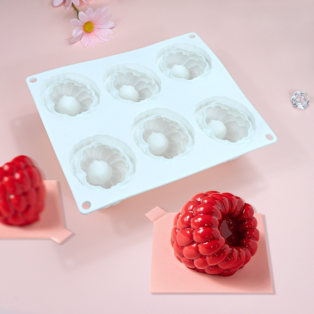 6 Khoang Lớn việt quất blackcurrant raspberry mousse Bánh Khuôn Trái Cây Kem Socola Khuôn Silicon DIY Dụng Cụ Làm Bánh