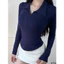 Áo Thun Nữ Tay Dài Ôm Body Cổ Bẻ Phối Khoá Kéo Dáng Vạt Bầu Cotton nhuyễn M270577