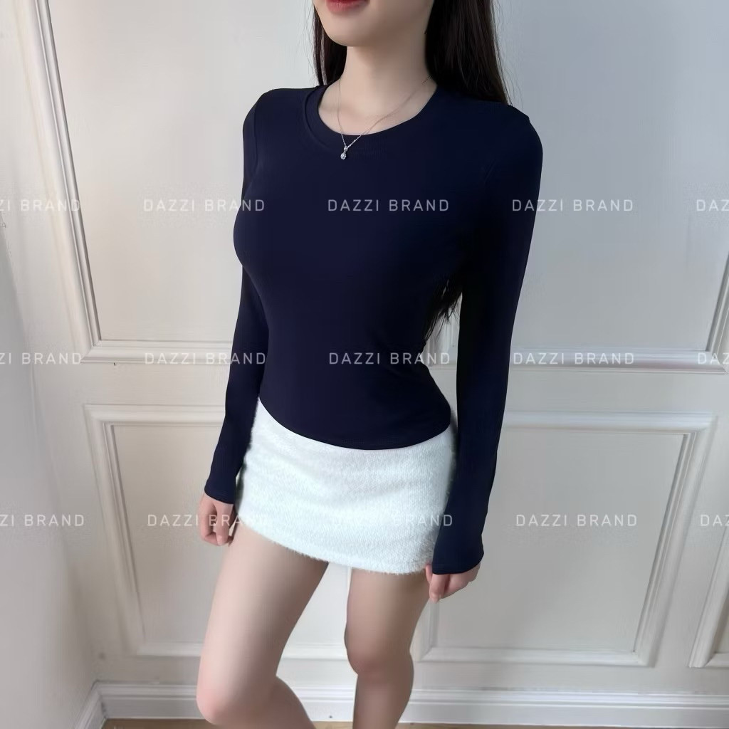 Áo thun nữ tay dài form ôm vải cotton lụa mềm mịn co dãn M288855