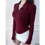 Áo Thun Nữ Tay Dài Ôm Body Cổ Bẻ Phối Khoá Kéo Dáng Vạt Bầu Cotton_A712