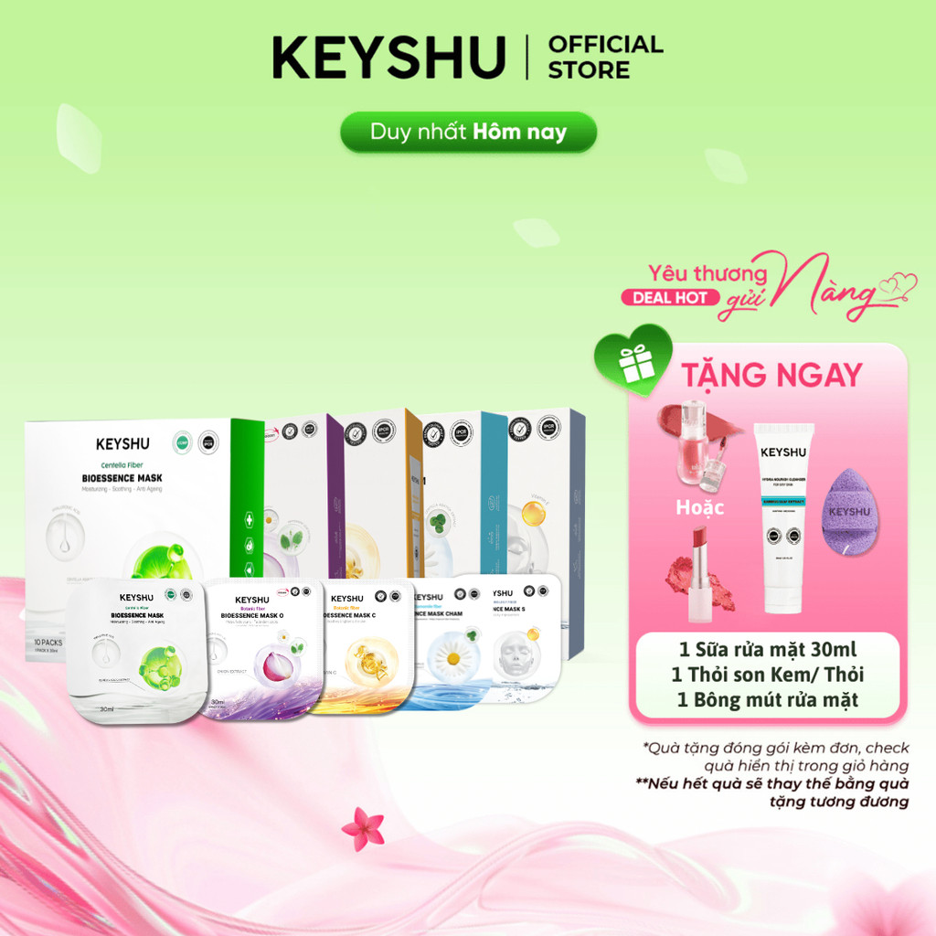 Combo 3 Hộp Mặt Nạ KEYSHU Hỗ Trợ Dưỡng Ẩm Và Làm Dịu Da (Rau Má, Hành ...
